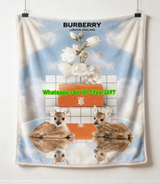 Burberry TB Bag Bird Print Flannel Sofa Throw Blanket B228